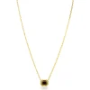 ZINZI goldplated zilveren ketting 45cm met achthoekige hanger bruine kleursteen ZIC2803