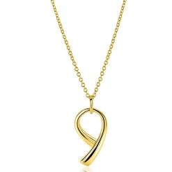 ZINZI goldplated zilveren ketting 45cm met grote sierlijke hanger 40mm ZIC2786G