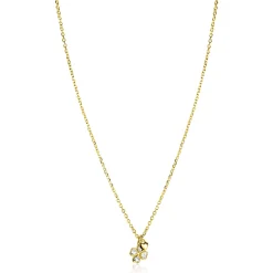ZINZI goldplated zilveren ketting 45cm met klavertje vier en hartje hanger ZIC2783Y