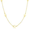 ZINZI goldplated zilveren ketting 45cm met glanzende sterren en witte pareltjes ZIC2780