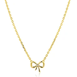 ZINZI gold plated zilveren ketting 42–45cm met sierlijke strik, bezet met witte zirkonia ZIC2724Y