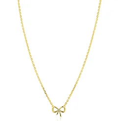 ZINZI gold plated zilveren ketting 42–45cm met sierlijke strik, bezet met witte zirkonia ZIC2724Y