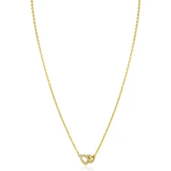 ZINZI gold plated zilveren ketting 42–45cm met verbonden hartjes, witte zirkonia's ZIC2493Y