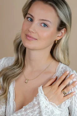 ZINZI gold plated zilveren ketting 42–45cm met luxe cross-over hanger (16mm) bezet met witte zirkonia's ZIC1790Y