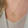 ZINZI gold plated zilveren ketting 42–45cm met X-vorm en luxe open rondje  ZIC1816Y
