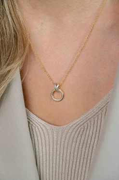 ZINZI gold plated zilveren ketting 42–45cm met X-vorm en luxe open rondje  ZIC1816Y