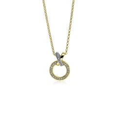 ZINZI gold plated zilveren ketting 42–45cm met X-vorm en luxe open rondje  ZIC1816Y