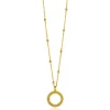 ZINZI gold plated zilveren ketting met kleine bolletjes en ronde hanger (12mm) met bolstructuur 42-45cm ZIC2704G