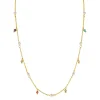 ZINZI gold plated zilveren ketting met witte parels en bungelende beads (5,5 mm) in frisse kleuren 42-45cm ZIC2705G