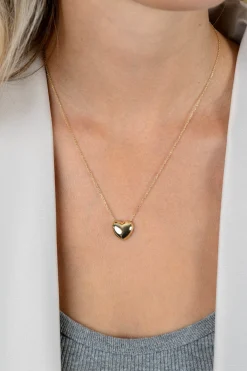 ZINZI gold plated zilveren ketting met luxe groot hart (15mm) 40-45 cm ZIC2672G