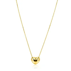 ZINZI gold plated zilveren ketting met luxe groot hart (15mm) 40-45 cm ZIC2672G