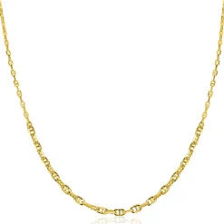 ZINZI goldplated zilveren ketting 45cm met aflopende marineschakels ZIC2762G