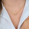 ZINZI goldplated zilveren ketting met twee verbonden ronde schakels witte zirconia's ZIC1782Y