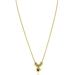 ZINZI gold plated zilveren ketting 42-45cm met hart en 8 glanzende donuts ZIC2760