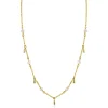 ZINZI gold plated zilveren ketting met witte zoetwaterparels en druppeltjes 42-45cm ZIC2753