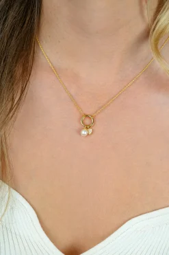 ZINZI gold plated zilveren ketting met ronde sluitring en twee luxe bedels 42-45cm ZIC2738