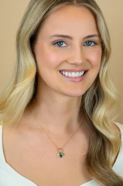 ZINZI gold plated zilveren ketting met ronde sluitring en drie luxe bedels 42-45cm ZIC2737