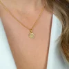 ZINZI gold plated zilveren ketting 42-45cm met zon hanger, bezet met witte zirkonia ZIC2741