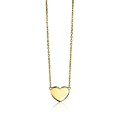 Zinzi gold plated zilveren ketting 43cm met hart plaatje 10mm om te graveren ZIC2346G