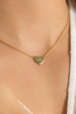 Zinzi gold plated zilveren ketting 43cm met hart plaatje 10mm om te graveren ZIC2346G
