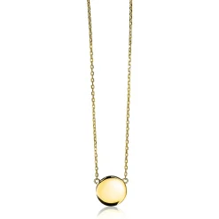 ZINZI gold plated zilveren ketting 43cm met rond plaatje 15mm om te graveren ZIC2345G