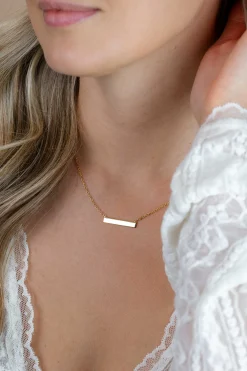 ZINZI gold plated zilveren ketting 45cm met glanzend plaatje om te graveren ZIC2344G