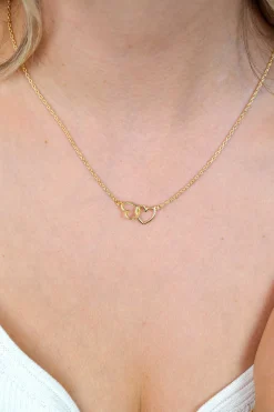 ZINZI gold plated zilveren ketting met 2 verbonden hartjes 40-45cm ZIC2513G