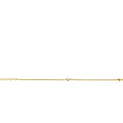 ZINZI gold plated zilveren koord armband bezet met een ronde witte zirconia 17-20cm ZIA2461Y