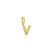 ZINZI gold plated zilveren letter hanger V bezet met witte zirkonia's ZIH2828-V (zonder ketting)