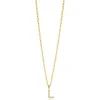 ZINZI gold plated zilveren letter hanger L bezet met witte zirkonia's ZIH2828-L (zonder ketting)
