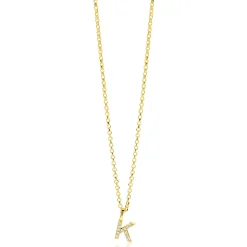 ZINZI gold plated zilveren letter hanger K bezet met witte zirkonia's ZIH2828-K (zonder ketting)