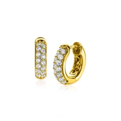 ZINZI gold plated zilveren luxe oorringen 14 x 4mm witte zirconia's ZIO2317Y