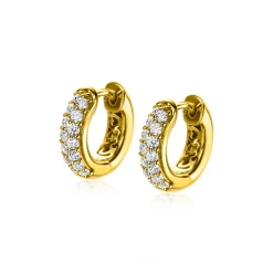 ZINZI gold plated zilveren luxe oorringen 14 x 4mm witte zirconia's ZIO2317Y