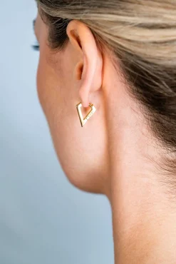 ZINZI gold plated zilveren luxe oorringen driehoeksvorm 16x3mm ZIO2318G