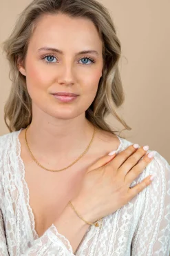 ZINZI gold plated zilveren massieve koord armband (2,6mm breed) 18-20cm ZIA2844G