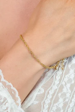 ZINZI gold plated zilveren massieve koord armband (2,6mm breed) 18-20cm ZIA2844G