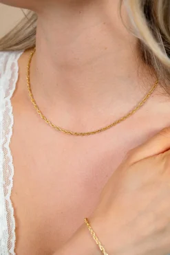 ZINZI gold plated zilveren massieve koord ketting (2,6mm breed) 42-45cm ZIC2844G