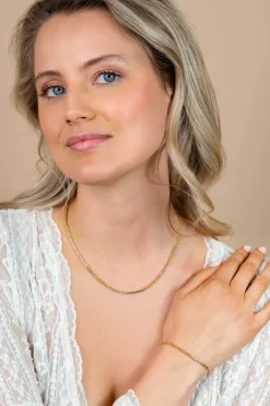 ZINZI gold plated zilveren massieve koningsschakel ketting (2mm breed) 42-45cm ZIC2846G