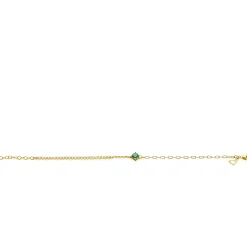 ZINZI gold plated zilveren multi-look armband met ovale en jasseron schakels, met ronde groene kleursteen in vierpootszetting 17-19cm ZIA2660G