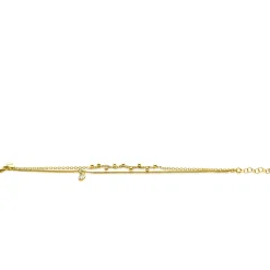 ZINZI gold plated zilveren multilook armband met ronde zetting witte zirconia en bolletjes 16,5-19cm ZIA2520Y