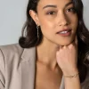 ZINZI gold plated zilveren multi-look armband met twee kettinkjes, verbonden aan een ovale schakel en open rondje bezet met witte zirconia's 17-20cm ZIA2463Y