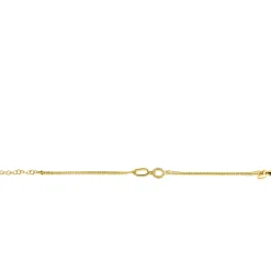 ZINZI gold plated zilveren multi-look armband met twee kettinkjes, verbonden aan een ovale schakel en open rondje bezet met witte zirconia's 17-20cm ZIA2463Y