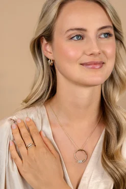 ZINZI gold plated zilveren multi-look ring (8mm breed) met 3 rijen, bezet met witte zirconia's ZIR2645Y