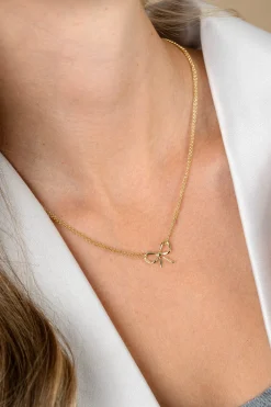 ZINZI gold plated zilveren multi-look ketting met sierlijke strik 40-43cm ZIC2677