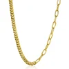 ZINZI gold plated zilveren multi-schakelketting met gourmet en paperclip schakels 6,7mm breed 45cm ZIC2285G