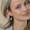 ZINZI gold plated zilveren oorbedels parel peervorm 15mm wit ZICH355WG (zonder oorringen)