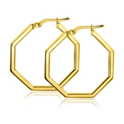 ZINZI gold plated zilveren oorringen in trendy zeshoek 27 x 2mm ZIO2323G