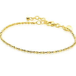 ZINZI gold plated zilveren organisch gedraaide schakel armband (1,8mm breed) 17-20cm ZIA2843G