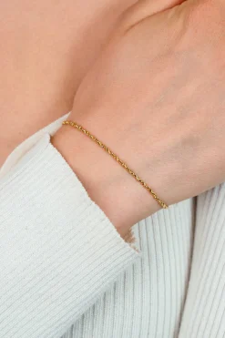 ZINZI gold plated zilveren organisch gedraaide schakel armband (1,8mm breed) 17-20cm ZIA2843G