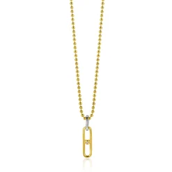 ZINZI gold plated zilveren ovale hanger 20mm met witte zirconia ZIH2300 (zonder collier)